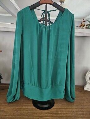New York And Company 7th Ave Solid Green Blouse Size Small